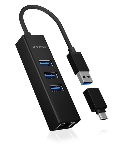 ICY BOX IB-HUB1419-LAN USB 3.2 Gen 1 (3.1 Gen 1) Type-A Czarny