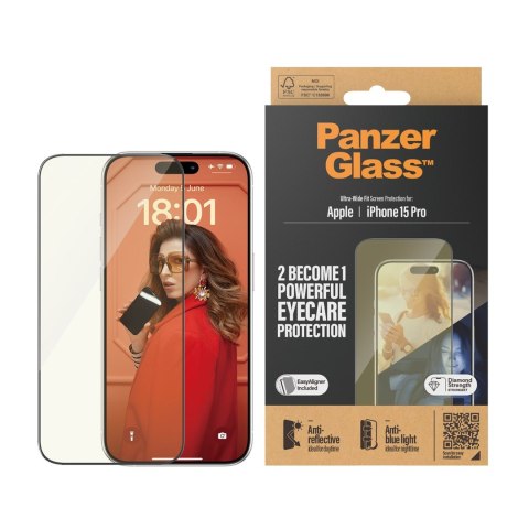 PanzerGlass ® Eyecare Screen Protection iPhone 15 Pro | Ultra-Wide Fit w. EasyAligner Przezroczysta ochrona ekranu Apple 1 szt. PanzerGlass ® Eyecare Screen Protection iPhone 15 Pro | Ultra-Wide Fit w. EasyAligner Przezroczysta ochrona ekranu Apple 1 szt.