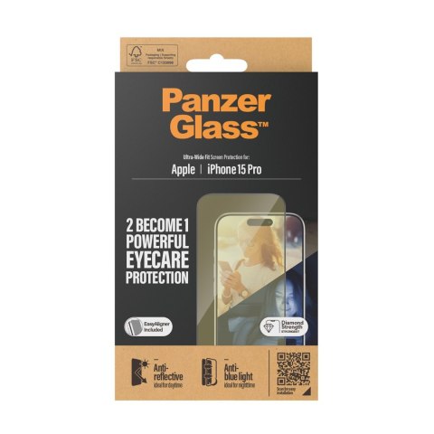 PanzerGlass ® Eyecare Screen Protection iPhone 15 Pro | Ultra-Wide Fit w. EasyAligner Przezroczysta ochrona ekranu Apple 1 szt. PanzerGlass ® Eyecare Screen Protection iPhone 15 Pro | Ultra-Wide Fit w. EasyAligner Przezroczysta ochrona ekranu Apple 1 szt.