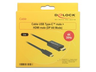 DeLOCK 85259 adapter kablowy 2 m USB Type-C HDMI Czarny