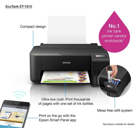 Drukarka Epson EcoTank ET-1810 atramentowa kolorowa Drukarka Epson EcoTank ET-1810 atramentowa kolorowa