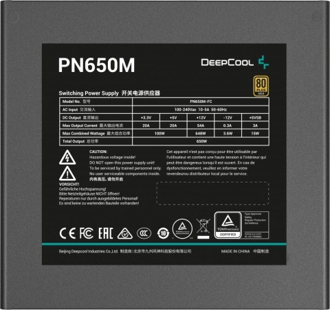 DeepCool PN650M moduł zasilaczy 650 W 20+4 pin ATX ATX Czarny DeepCool PN650M moduł zasilaczy 650 W 20+4 pin ATX ATX Czarny