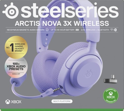 Słuchawki Steelseries Arctis Nova 3X Wireless for Xbox, Levander Słuchawki Steelseries Arctis Nova 3X Wireless for Xbox, Levander
