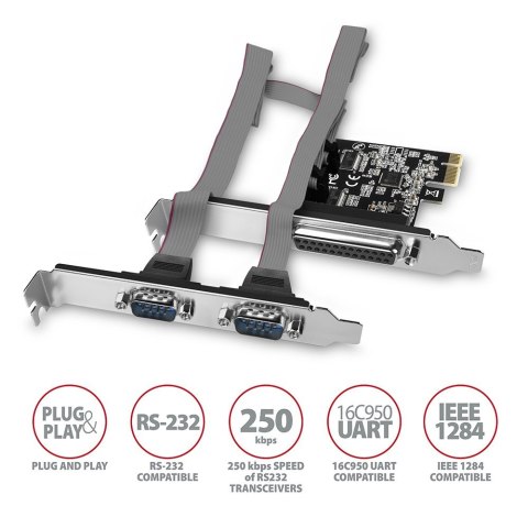 Axagon PCEA-PSN PCIe- mit 1x Parallel-+ 2x Seriell-Ports - ASIX AX99100 adapter Wewnętrzny Równoległy, RS-232 Axagon PCEA-PSN PCIe- mit 1x Parallel-+ 2x Seriell-Ports - ASIX AX99100 adapter Wewnętrzny Równoległy, RS-232