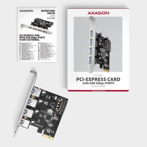 Axagon PCEU-430RS adapter Wewnętrzny USB 3.2 Gen 1 (3.1 Gen 1) Axagon PCEU-430RS adapter Wewnętrzny USB 3.2 Gen 1 (3.1 Gen 1)