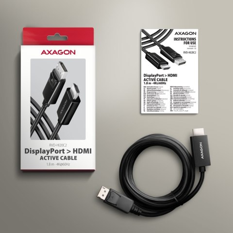 Axagon RVD-HI20C2 adapter kablowy 1,8 m DisplayPort HDMI Czarny Axagon RVD-HI20C2 adapter kablowy 1,8 m DisplayPort HDMI Czarny