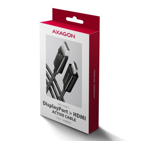 Axagon RVD-HI20C2 adapter kablowy 1,8 m DisplayPort HDMI Czarny Axagon RVD-HI20C2 adapter kablowy 1,8 m DisplayPort HDMI Czarny