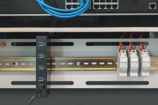 Hub/Koncentrator DIGITUS przemysłowy 4-portowy USB3.0 SuperSpeed aktywny metalowa konstrukcja szyna
