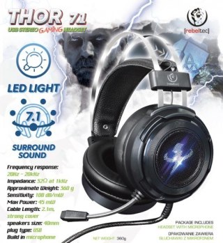 Rebeltec Słuchawki Gamingowe z mikrofonem THOR 7.1 virtual surround