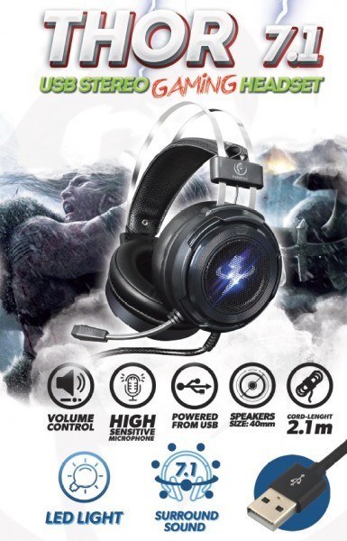 Rebeltec Słuchawki Gamingowe z mikrofonem THOR 7.1 virtual surround Rebeltec Słuchawki Gamingowe z mikrofonem THOR 7.1 virtual surround