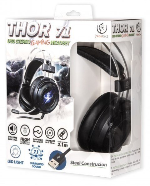 Rebeltec Słuchawki Gamingowe z mikrofonem THOR 7.1 virtual surround Rebeltec Słuchawki Gamingowe z mikrofonem THOR 7.1 virtual surround