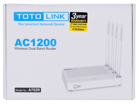TOTOLINK A702R AC1200 WIRELESS DUAL ROUTER TOTOLINK A702R AC1200 WIRELESS DUAL ROUTER