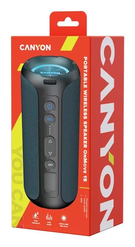 Głośnik Bluetooth Canyon OnMove 15 20W/EQ/TWS/AUX czarny retail Głośnik Bluetooth Canyon OnMove 15 20W/EQ/TWS/AUX czarny retail