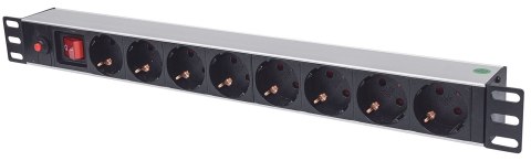 Intellinet 713986 rozdzielacz zasilania PDU 8 x gniazdo sieciowe 1U Aluminium, Czarny Intellinet 713986 rozdzielacz zasilania PDU 8 x gniazdo sieciowe 1U Aluminium, Czarny