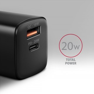 MOBILE CHARGER WALL USB 20W/2PORT BLACK ACU-PQ20 AXAGON