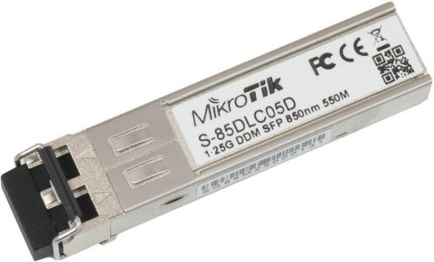 Mikrotik S-85DLC05D moduł przekaźników sieciowych 1250 Mbit/s SFP 850 nm Mikrotik S-85DLC05D moduł przekaźników sieciowych 1250 Mbit/s SFP 850 nm