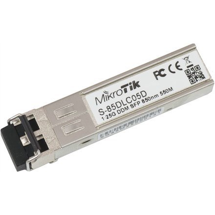 Mikrotik S-85DLC05D moduł przekaźników sieciowych 1250 Mbit/s SFP 850 nm Mikrotik S-85DLC05D moduł przekaźników sieciowych 1250 Mbit/s SFP 850 nm