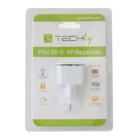 Techly I-WL-REPEATER7 przedłużacz sieciowy Wzmacniacz sieciowy Biały 10, 100 Mbit/s Techly I-WL-REPEATER7 przedłużacz sieciowy Wzmacniacz sieciowy Biały 10, 100 Mbit/s