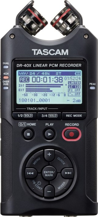 Tascam DR-40X - przenośny rejestrator cyfrowy z interfejsem USB, zapisujący 2 x stereo