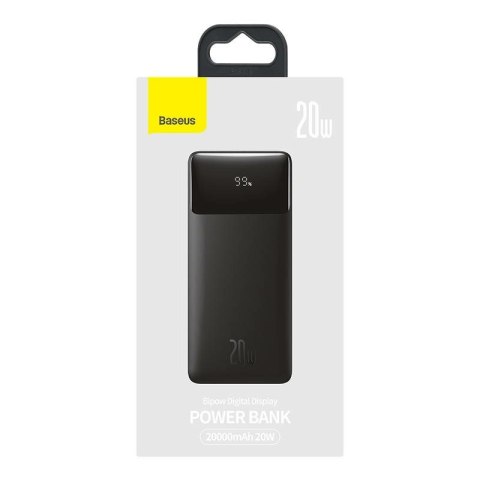 BASEUS POWERBANK BIPOW 20000MAH, 2XUSB, USB-C, 20W (CZARNY) BASEUS POWERBANK BIPOW 20000MAH, 2XUSB, USB-C, 20W (CZARNY)