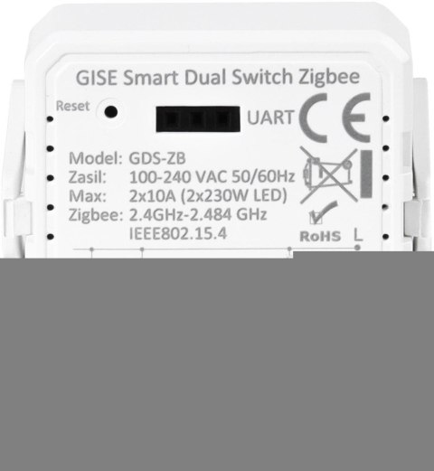 GISE Smart Podwójny moduł przekaźnikowy Zigbee | Tuya | GDS-ZB GISE Smart Podwójny moduł przekaźnikowy Zigbee | Tuya | GDS-ZB