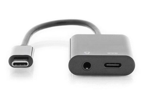 Kabel USB Typ C MiniJack 3.5mm + USB C czarny 20cm USB 3.1Gen.2 SuperSpeed+ 10Gbps
