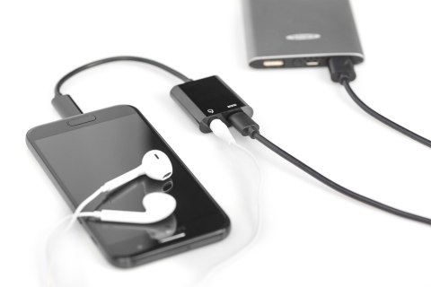 Kabel USB Typ C MiniJack 3.5mm + USB C czarny 20cm USB 3.1Gen.2 SuperSpeed+ 10Gbps