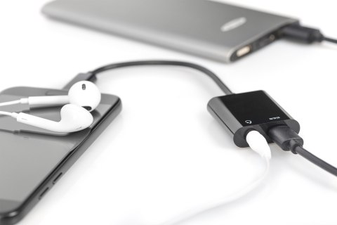 Kabel USB Typ C MiniJack 3.5mm + USB C czarny 20cm USB 3.1Gen.2 SuperSpeed+ 10Gbps