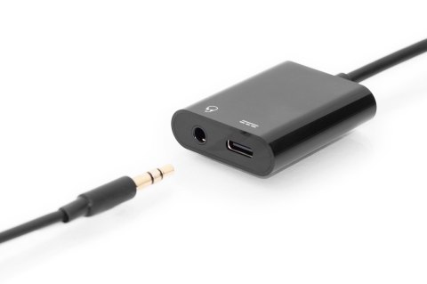 Kabel USB Typ C MiniJack 3.5mm + USB C czarny 20cm USB 3.1Gen.2 SuperSpeed+ 10Gbps