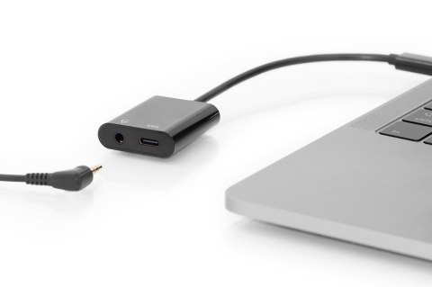 Kabel USB Typ C MiniJack 3.5mm + USB C czarny 20cm USB 3.1Gen.2 SuperSpeed+ 10Gbps