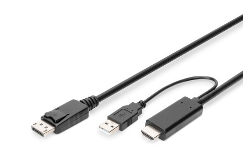 Kabel adapter HDMI 4K 30Hz zasilanie USB A na DisplayPort 2m Kabel adapter HDMI 4K 30Hz zasilanie USB A na DisplayPort 2m