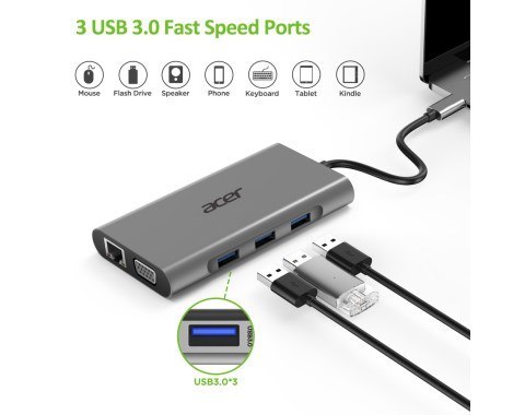 Acer 10-in-1 Type C dongle 3xUSB 3.0 Acer 10-in-1 Type C dongle 3xUSB 3.0