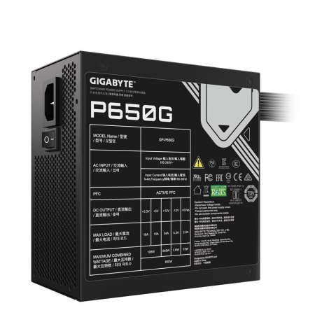 Gigabyte GP-P650G moduł zasilaczy 650 W 20+4 pin ATX ATX Czarny Gigabyte GP-P650G moduł zasilaczy 650 W 20+4 pin ATX ATX Czarny