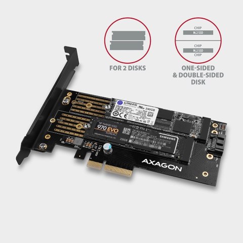 SSD ACC ADAPTER NVME/SATA/M.2/SP&LP PCEM2-D AXAGON