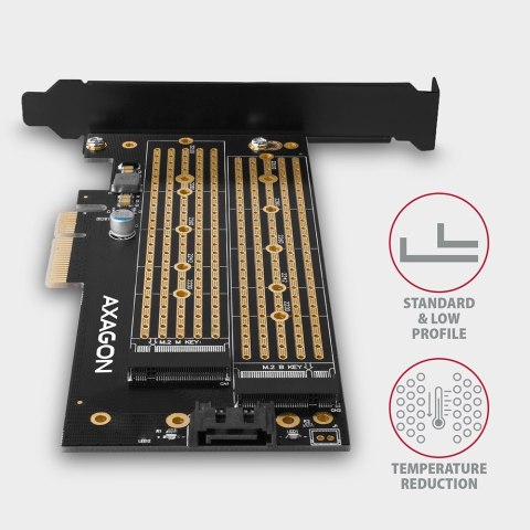 SSD ACC ADAPTER NVME/SATA/M.2/SP&LP PCEM2-D AXAGON
