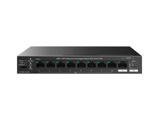 Tenda TEG1110PF-8-120W łącza sieciowe Nie zarządzany Gigabit Ethernet (10/100/1000) Obsługa PoE Czarny