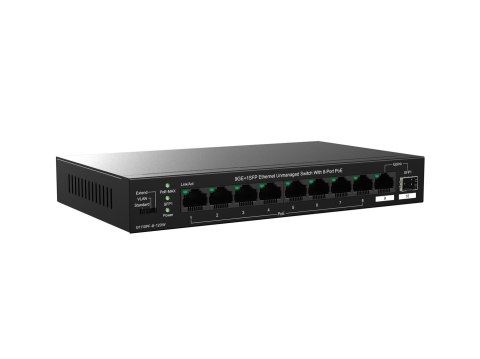 Tenda TEG1110PF-8-120W łącza sieciowe Nie zarządzany Gigabit Ethernet (10/100/1000) Obsługa PoE Czarny