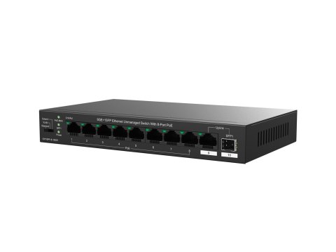 Tenda TEG1110PF-8-120W łącza sieciowe Nie zarządzany Gigabit Ethernet (10/100/1000) Obsługa PoE Czarny