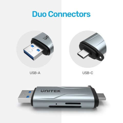 UNITEK R1010A czytnik kart USB 3.2 Gen 1 (3.1 Gen 1) Type-A/Type-C Szary