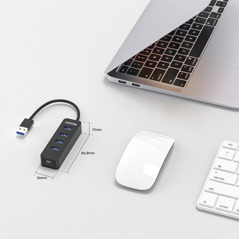 UNITEK uHUB Q4 USB 3.2 Gen 1 (3.1 Gen 1) Type-A 5000 Mbit/s Czarny