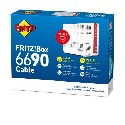 Router bezprzewodowy AVM FRITZ!Box 6690 Cable Gigabit Ethernet Dual-band (2.4 GHz/5 GHz) Biały Router bezprzewodowy AVM FRITZ!Box 6690 Cable Gigabit Ethernet Dual-band (2.4 GHz/5 GHz) Biały