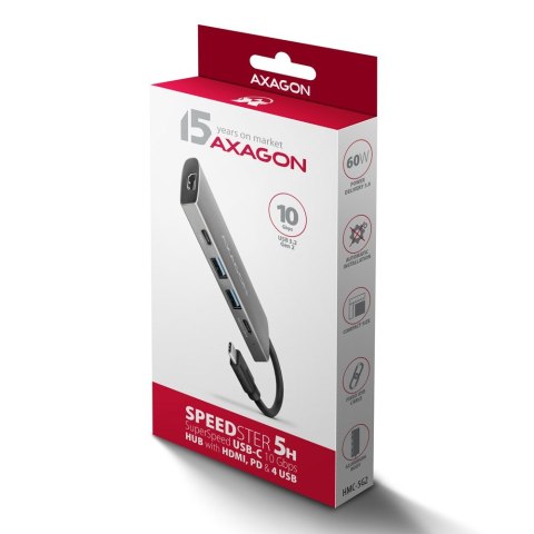 AXAGON HMC-5G21 USB-HUB 2x USB-A + 2x USB-C + HDMI 4K/30Hz, USB-C 3,1 - 13cm AXAGON HMC-5G21 USB-HUB 2x USB-A + 2x USB-C + HDMI 4K/30Hz, USB-C 3,1 - 13cm
