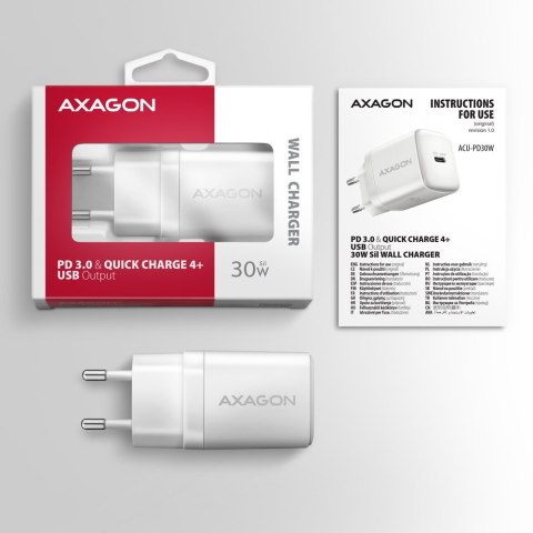 Axagon ACU-PD30W wall charger 1x QC3.0/AFC/FCP/PD type-C 30W white Telefon komórkowy, Smartfon, Smartwatch, Tablet, Uniwersalne Axagon ACU-PD30W wall charger 1x QC3.0/AFC/FCP/PD type-C 30W white Telefon komórkowy, Smartfon, Smartwatch, Tablet, Uniwersalne