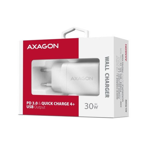 Axagon ACU-PD30W wall charger 1x QC3.0/AFC/FCP/PD type-C 30W white Telefon komórkowy, Smartfon, Smartwatch, Tablet, Uniwersalne Axagon ACU-PD30W wall charger 1x QC3.0/AFC/FCP/PD type-C 30W white Telefon komórkowy, Smartfon, Smartwatch, Tablet, Uniwersalne