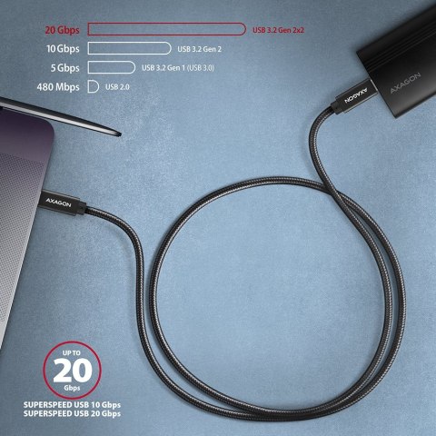 Axagon BUCM32-CM15AB kabel USB USB 3.2 Gen 2x2 1,5 m USB C Czarny
