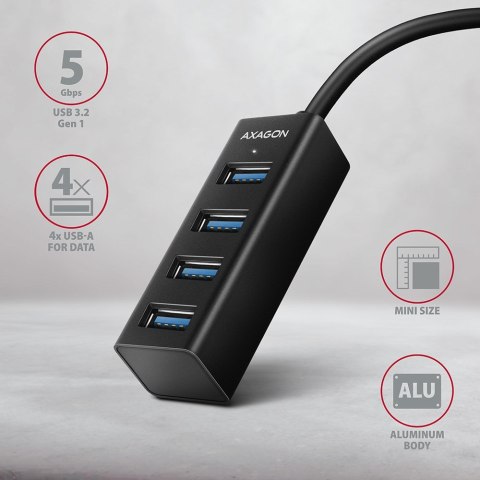 Axagon HUE-M1AL huby i koncentratory USB 3.2 Gen 1 (3.1 Gen 1) Type-A 5000 Mbit/s Czarny