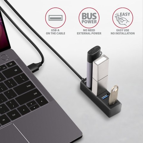 Axagon HUE-M1AL huby i koncentratory USB 3.2 Gen 1 (3.1 Gen 1) Type-A 5000 Mbit/s Czarny