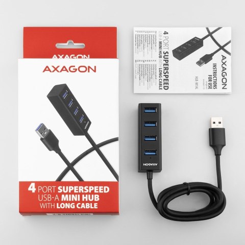 Axagon HUE-M1AL huby i koncentratory USB 3.2 Gen 1 (3.1 Gen 1) Type-A 5000 Mbit/s Czarny