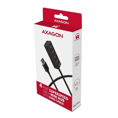 Axagon HUE-M1AL huby i koncentratory USB 3.2 Gen 1 (3.1 Gen 1) Type-A 5000 Mbit/s Czarny