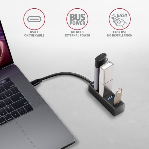 Axagon HUE-M1C huby i koncentratory USB 3.2 Gen 1 (3.1 Gen 1) Type-C 5000 Mbit/s Czarny Axagon HUE-M1C huby i koncentratory USB 3.2 Gen 1 (3.1 Gen 1) Type-C 5000 Mbit/s Czarny